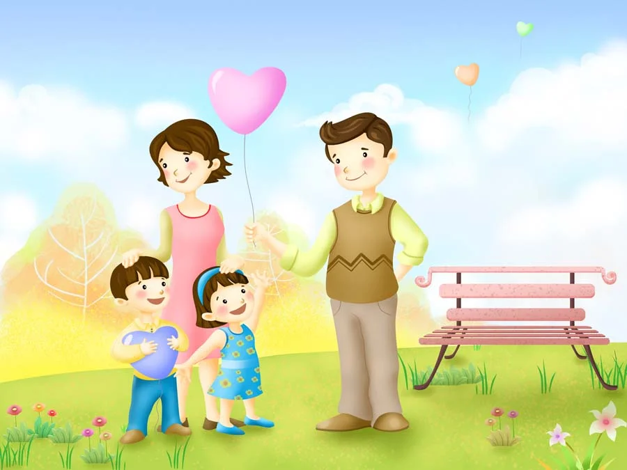 Hình chibi gia đình 4 người cute 5