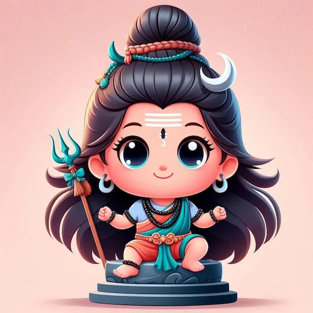 Ảnh đại diện chibi vị thần xanh cầm đinh ba với vẻ đáng yêu