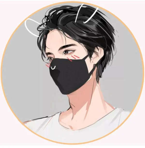 Ảnh đại diện anime chàng trai tóc đen đeo khẩu trang với phong cách cá tính