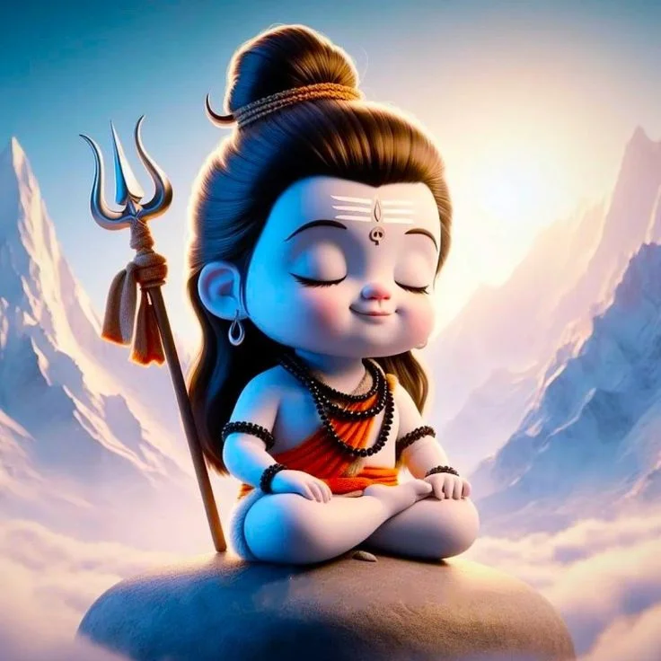 Ảnh đại diện chibi thần Shiva ngồi thiền trên núi tuyết, cầm đinh ba