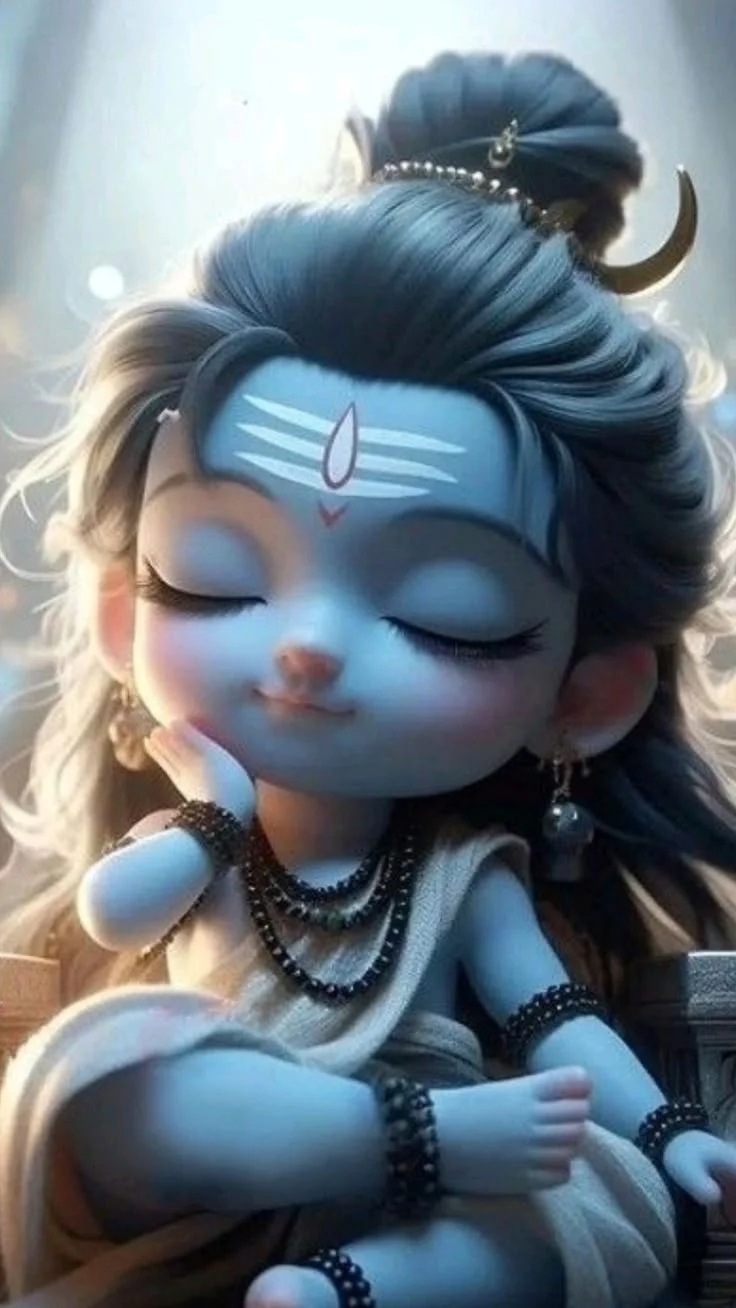 Ảnh đại diện chibi thần Shiva tóc búi, nhắm mắt thiền định