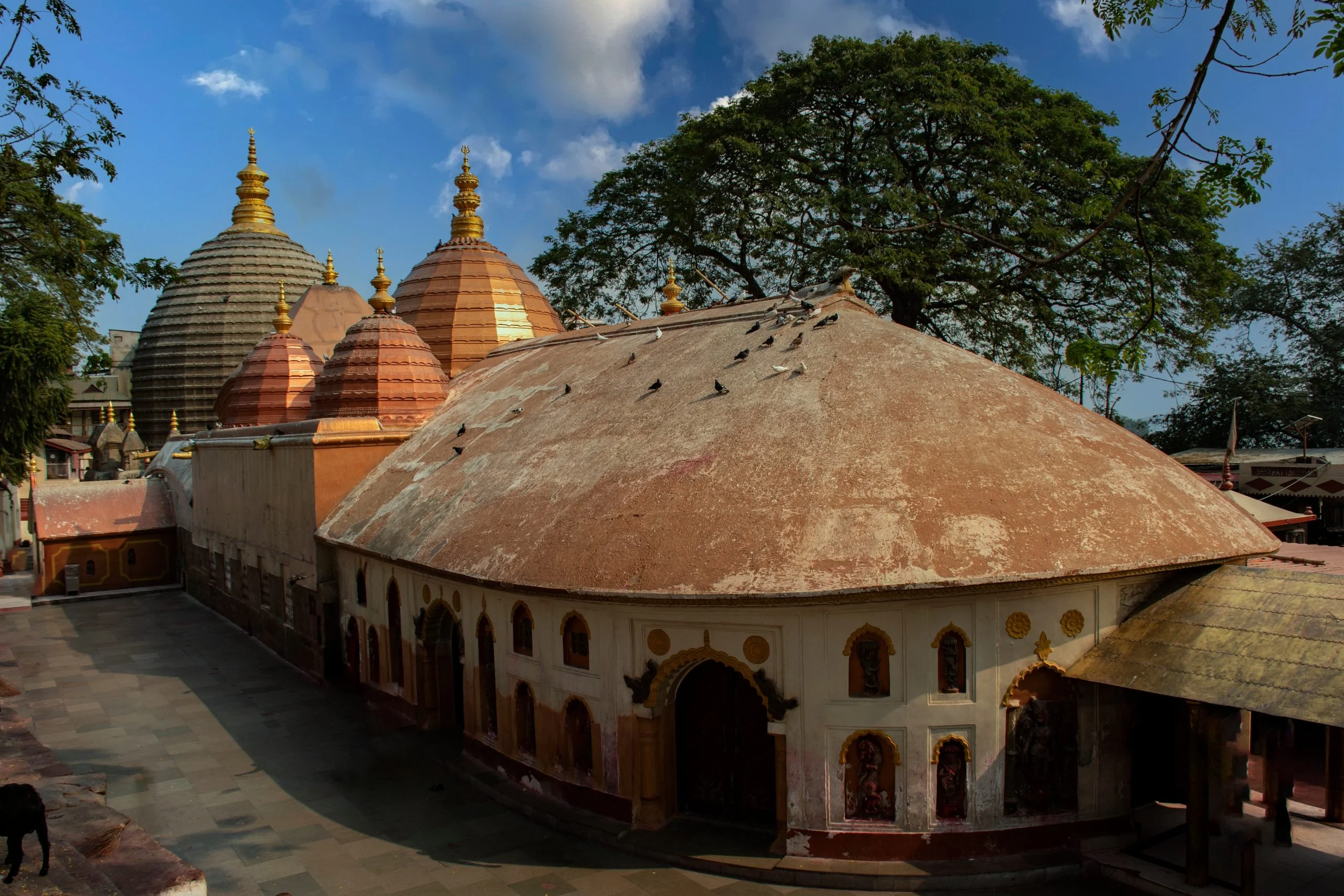 Toàn cảnh khu đền Kamakhya với nhiều mái vòm và tòa nhà cổ