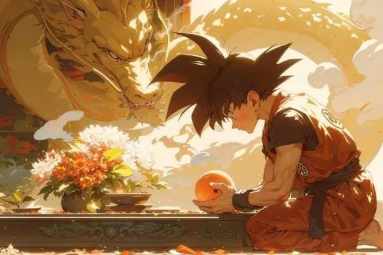 Hình nền máy tính ngầu nhân vật Goku và rồng thần