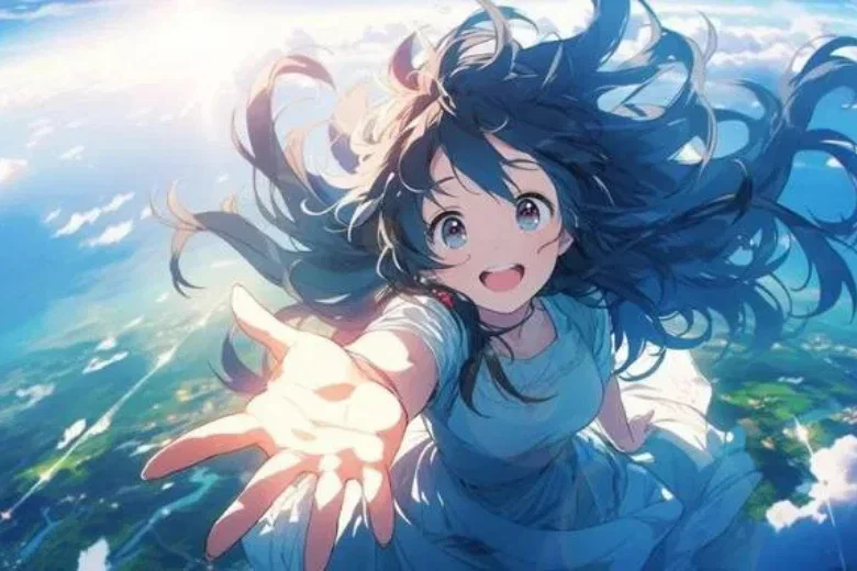 Cô gái anime vươn tay làm hình nền máy tính ngầu
