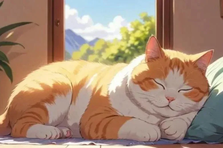 Mèo vàng ngủ trưa làm hình nền máy tính