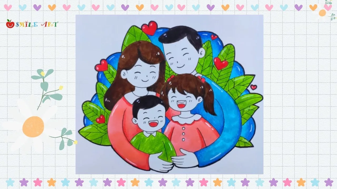 Vẽ tranh gia đình hạnh phúc | Vẽ tranh gia đình đơn giản nhất #smileart