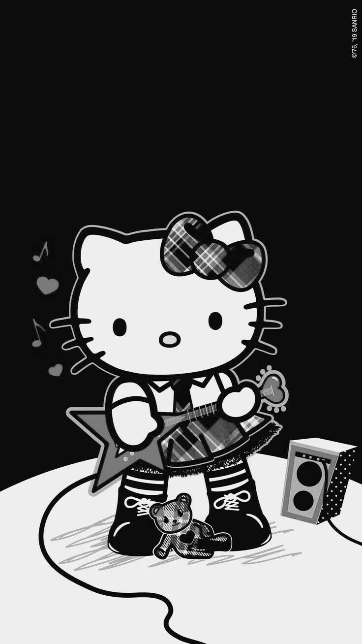 Hình nền Hello Kitty đen trắng (2)