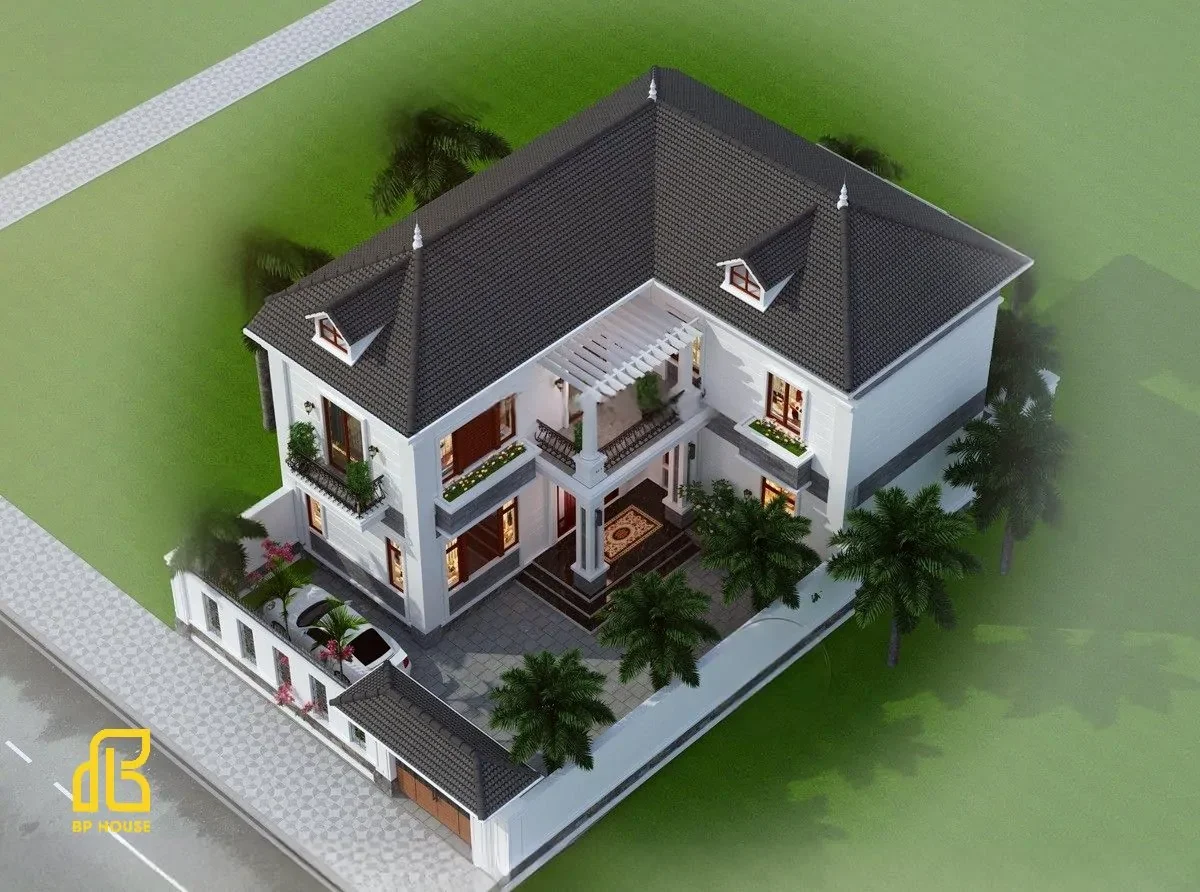 Mẫu nhà chữ L 2 tầng hiện đại và thoáng đãng
