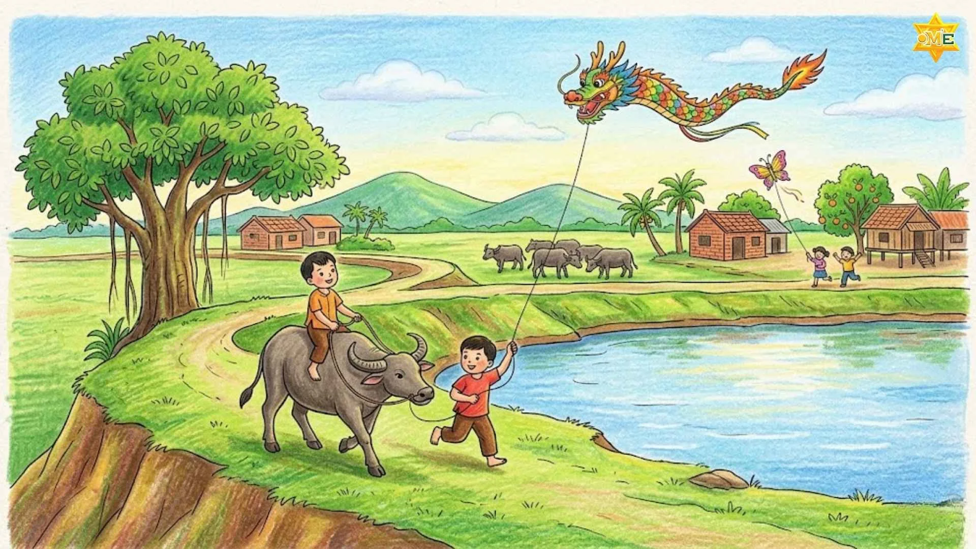 Gợi ý mẫu vẽ tranh phong cảnh đơn giản mà đẹp cho bé