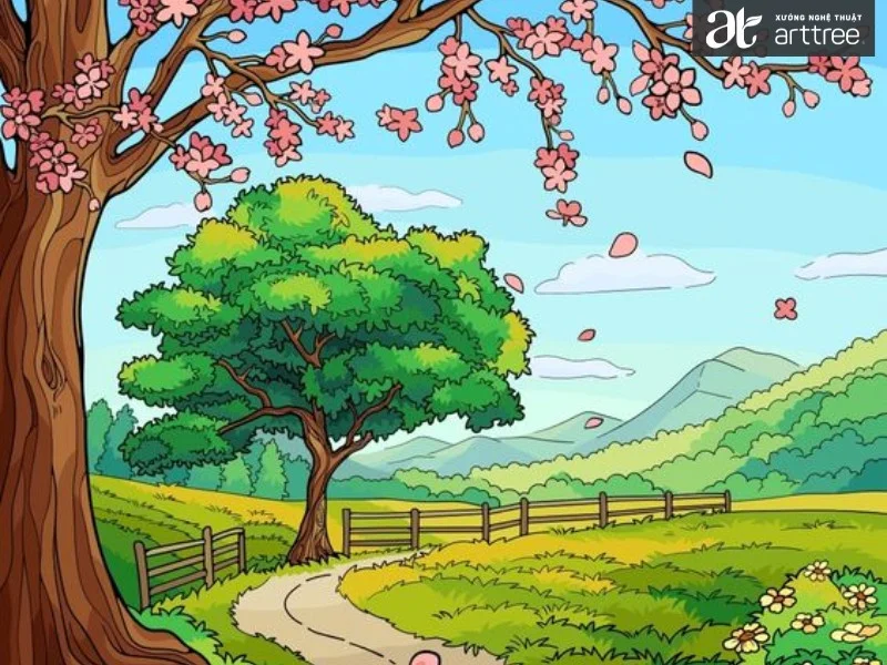 Top 100 mẫu vẽ tranh phong cảnh thiên nhiên đẹp được yêu thích - Vẽ tranh tường Hà Nội