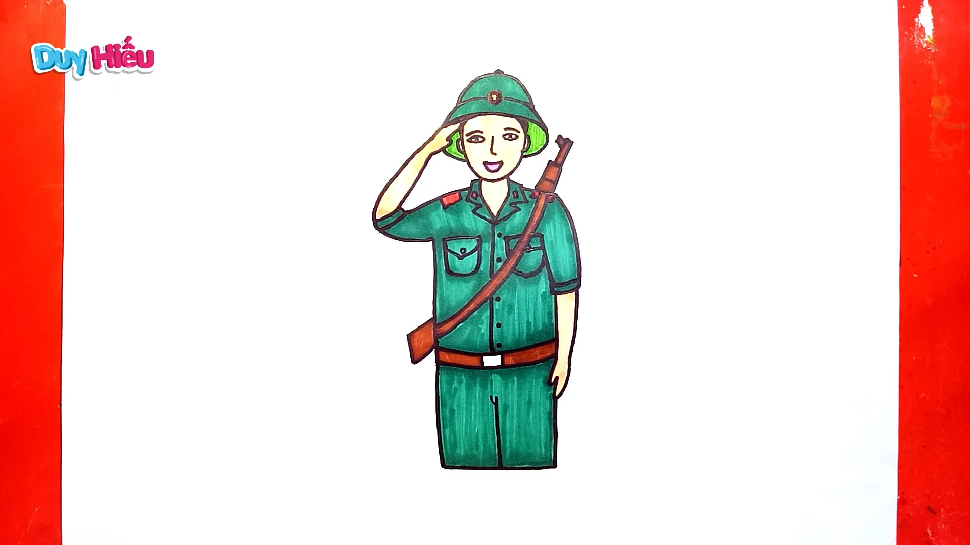 Hướng dẫn vẽ chú bộ đội đơn giản và ý nghĩa cho bé.
