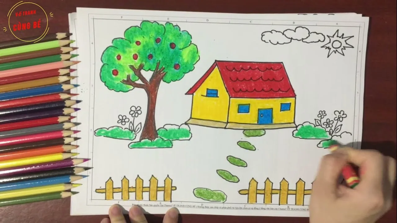 Hướng dẫn chi tiết cách vẽ ngôi nhà bằng bút chì màu cho trẻ em