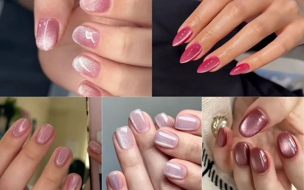 Gợi Ý 100+ Mẫu Nail Thạch Hồng Mắt Mèo Siêu Xinh, Bling Bling - 6