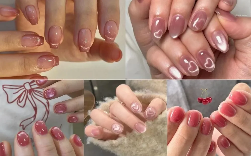 Gợi Ý 100+ Mẫu Nail Thạch Hồng Mắt Mèo Siêu Xinh, Bling Bling - 3