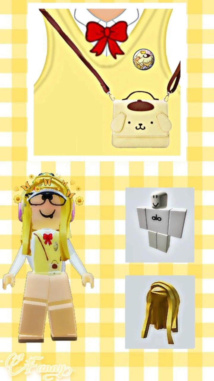 Mẫu ảnh áo Roblox phong cách dễ thương với tông màu vàng chủ đạo