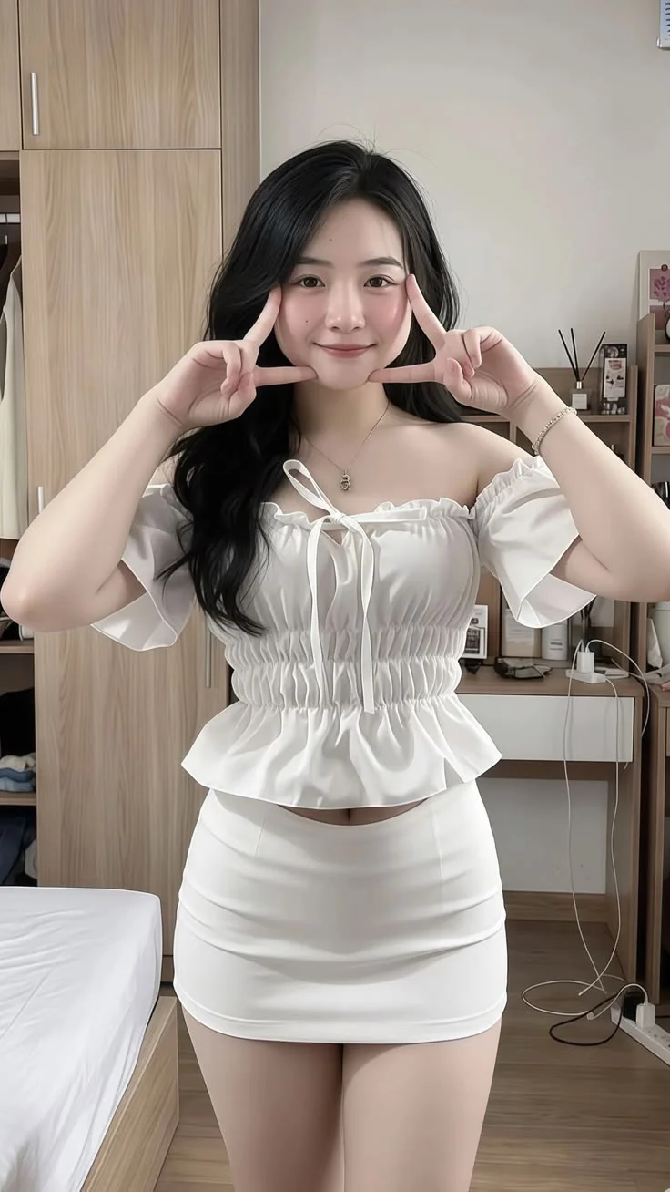 Gái xinh mặc set váy trắng khoe vóc dáng thon gọn